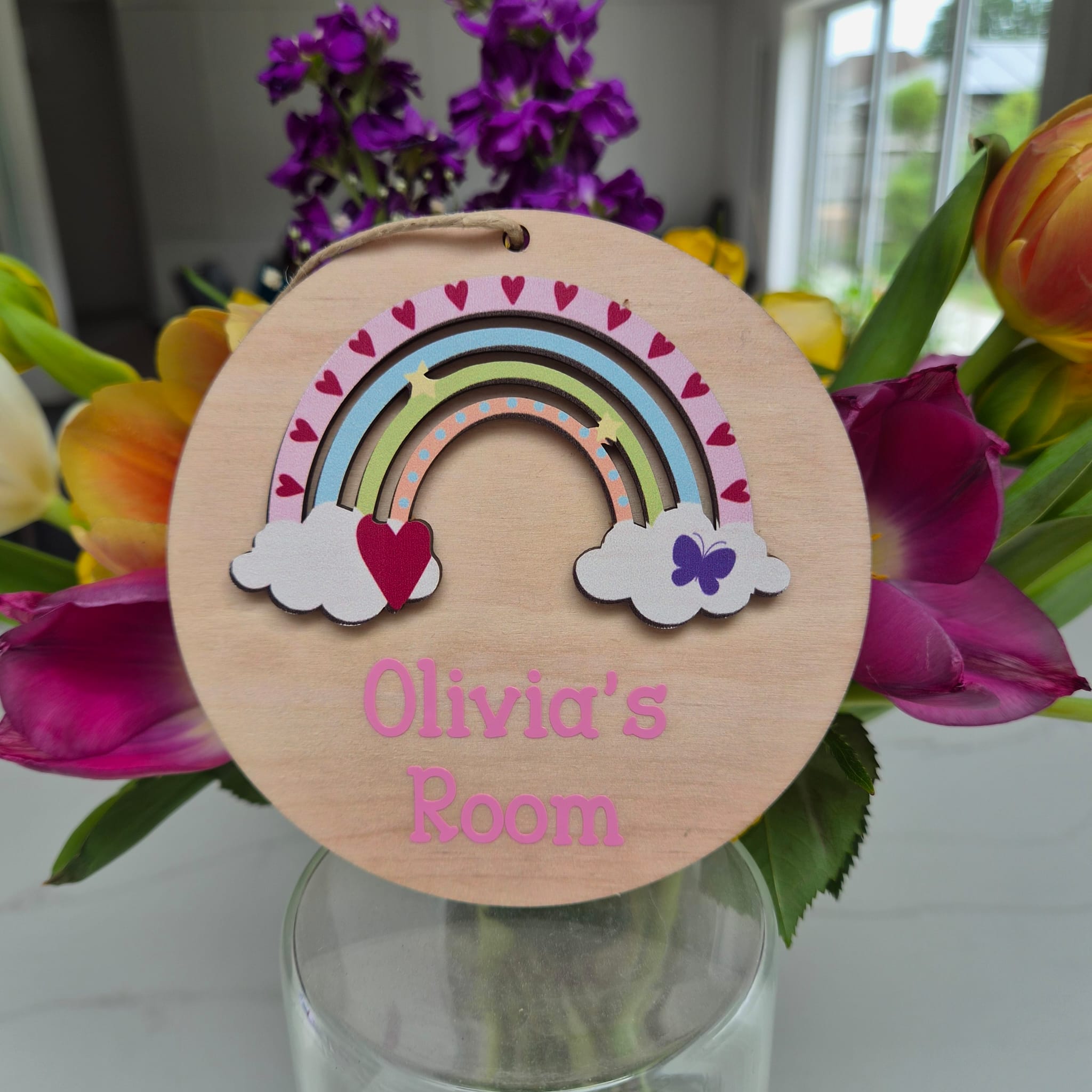 Personalised Door Hanger Rainbow