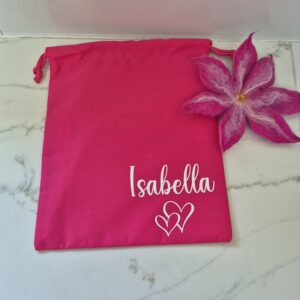 Personalised Drawstring Pink Heart Bag